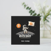 Invitation Bitcoin Crypto Moon Astronaut Design BTC (Debout devant)