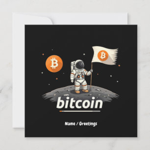 Invitation Bitcoin Crypto Moon Astronaut Design BTC