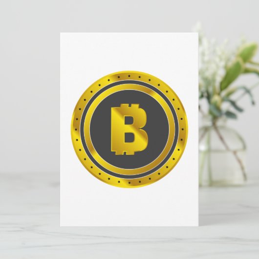 Invitation Bitcoin doré (Debout devant)