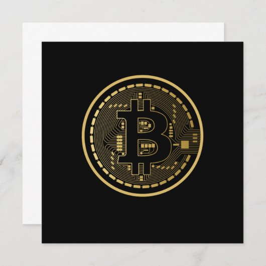 Invitation Bitcoin Logo BTC Crypto Mining Cryptomonnaie Cadea (Devant / Derrière)
