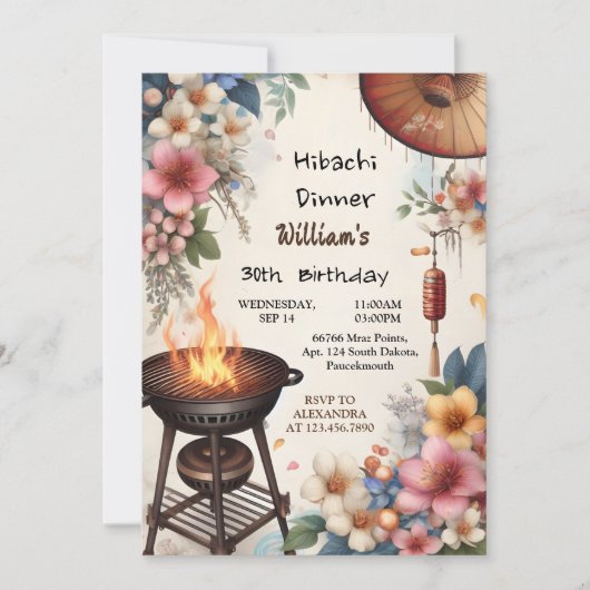 Invitation Bite Chef Bbq Japonais Sushi Hibachi 30e anniversa (Devant)