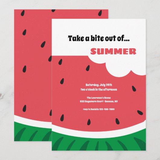 Invitation Bite de pastèque (Devant / Derrière)