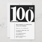 Invitation Black 100e anniversaire Elegant Chic (Devant)