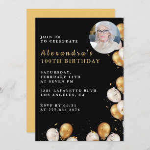Invitation Black 100e anniversaire Gold Photo