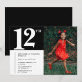 Invitation Black 12e anniversaire Chic Girls Photo (Devant / Derrière)