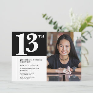 Invitation Black 13e anniversaire Chic Girls Photo