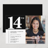 Invitation Black 14e anniversaire Chic Girls Photo (Devant / Derrière)