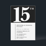 Invitation Black 15e anniversaire Elegant Chic Sim<br><div class="desc">Black invitation 15e anniversaire Elegant Chic Simple calligraphie typographie classique élégant</div>
