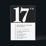 Invitation Black 17e anniversaire Elegant Chic Sim<br><div class="desc">Black invitation 17ème anniversaire Elegant Chic Simple calligraphie typographie classique élégant</div>