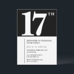 Invitation Black 17e anniversaire Elegant Chic Sim<br><div class="desc">Black invitation 17ème anniversaire Elegant Chic Simple calligraphie typographie classique élégant</div>