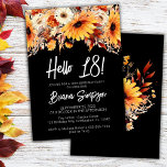 Invitation Black 18th Birthday Fall Floral<br><div class="desc">Black and White Fall Floral 18e anniversaire invitation pour une fête d'anniversaire amusante</div>