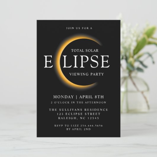 Invitation Black 2024 Total Solar Eclipse Viewing Party (Debout devant)
