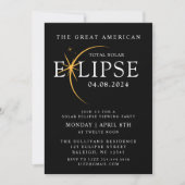 Invitation Black 2024 Total Solar Eclipse Viewing Party (Devant)