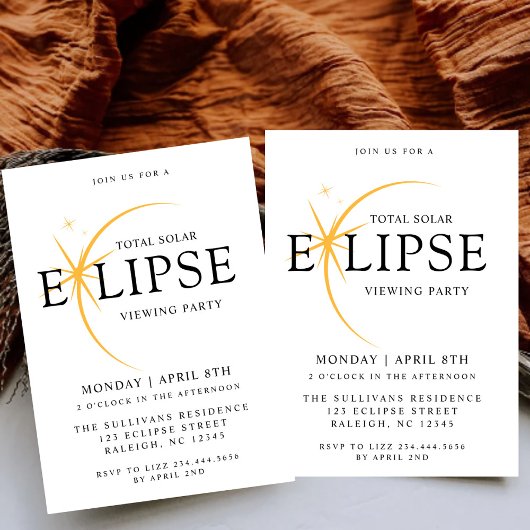 Invitation Black 2024 Total Solar Eclipse Viewing Party