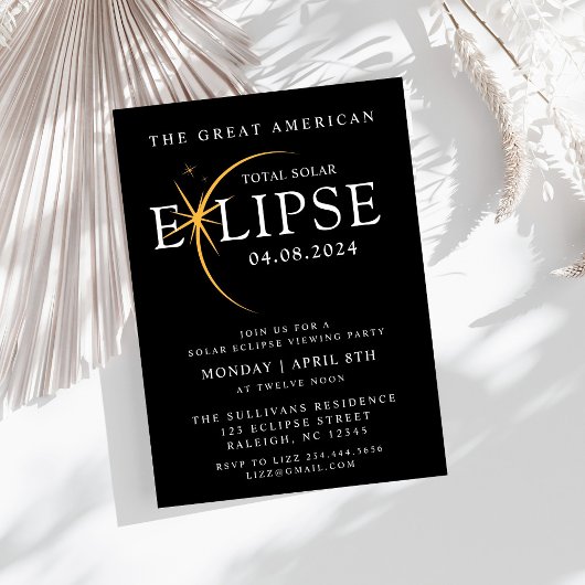 Invitation Black 2024 Total Solar Eclipse Viewing Party