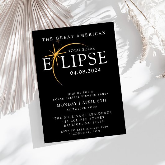 Invitation Black 2024 Total Solar Eclipse Viewing Party