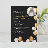 Invitation Black 27e anniversaire Gold Balloon Pho (Debout devant)