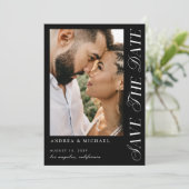 Invitation Black 2 Photo Wedding Enregistrer la date avec le  (Debout devant)