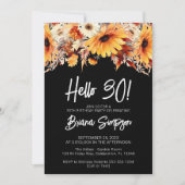 Invitation Black 30th Birthday Fall Floral (Devant)