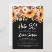 Invitation Black 30th Birthday Fall Floral Butterfly (Devant)