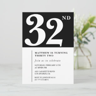 Invitation Black 32e anniversaire Elegant Chic Sim