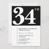 Invitation Black 34e anniversaire Elegant Chic Sim (Devant)