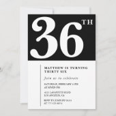 Invitation Black 36e anniversaire Elegant Chic Sim (Devant)