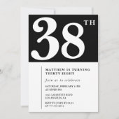 Invitation Black 38e anniversaire Elegant Chic Sim (Devant)
