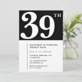Invitation Black 39e anniversaire Elegant Chic Sim (Debout devant)