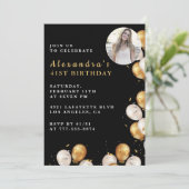 Invitation Black 41e anniversaire Gold Balloon Pho (Debout devant)