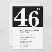 Invitation Black 46e anniversaire Elegant Chic Sim (Devant)