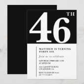 Invitation Black 46e anniversaire Elegant Chic Sim (Devant / Derrière)