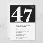 Invitation Black 47e anniversaire Elegant Chic Sim (Devant)
