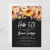 Invitation Black 50e anniversaire automne floral (Devant)