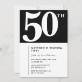 Invitation Black 50e anniversaire Elegant Chic Sim (Devant)