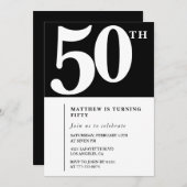 Invitation Black 50e anniversaire Elegant Chic Sim (Devant / Derrière)