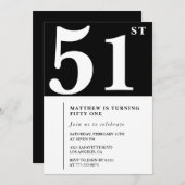 Invitation Black 51e anniversaire Elegant Chic Sim (Devant / Derrière)