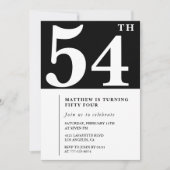 Invitation Black 54e anniversaire Elegant Chic Sim (Devant)