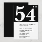 Invitation Black 54e anniversaire Elegant Chic Sim (Devant / Derrière)