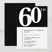 Invitation Black 60e anniversaire Elegant Chic Sim (Devant / Derrière)