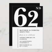 Invitation Black 62e anniversaire Elegant Chic Sim (Devant / Derrière)