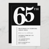 Invitation Black 65e anniversaire Elegant Chic Sim (Devant / Derrière)