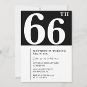 Invitation Black 66e anniversaire Elegant Chic Sim (Devant)