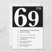 Invitation Black 69e anniversaire Elegant Chic Sim (Devant)