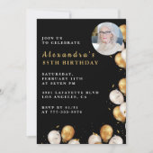 Invitation Black 85e anniversaire Gold Balloon Pho (Devant)