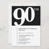 Invitation Black 90e anniversaire Elegant Chic Sim (Devant)