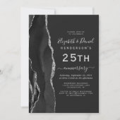 Invitation Black Agate Argent 25e Anniversaire (Devant)