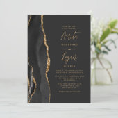 Invitation Black Agate Elegant Mariage de script or (Debout devant)