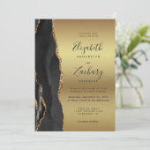 Invitation Black Agate Gold Ombre Wedding (Debout devant)