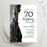 Invitation Black Agate Or Blanc 70e anniversaire<br><div class="desc">Gate noir,  blanc et or 70e anniversaire invitation fête. Design élégant et moderne avec aquarelle agate marbre arrière - plan,  fausse parties scintillant or et typographie script de police. Carte invitation branchée parfaite pour une célébration anniversaire féminine élégante. Invitations Zazzle imprimées ou téléchargement instantané modèle imprimable numérique.</div>